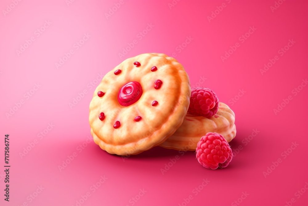 Peanut Butter Filled Biscuits, a Perfect Blend of Creamy and Crunchy, on isolated pink background, Generative AI Peanut Butter Filled Biscuits, a Perfect Blend of Creamy and Crunchy, on isolated pink background, Generative AI