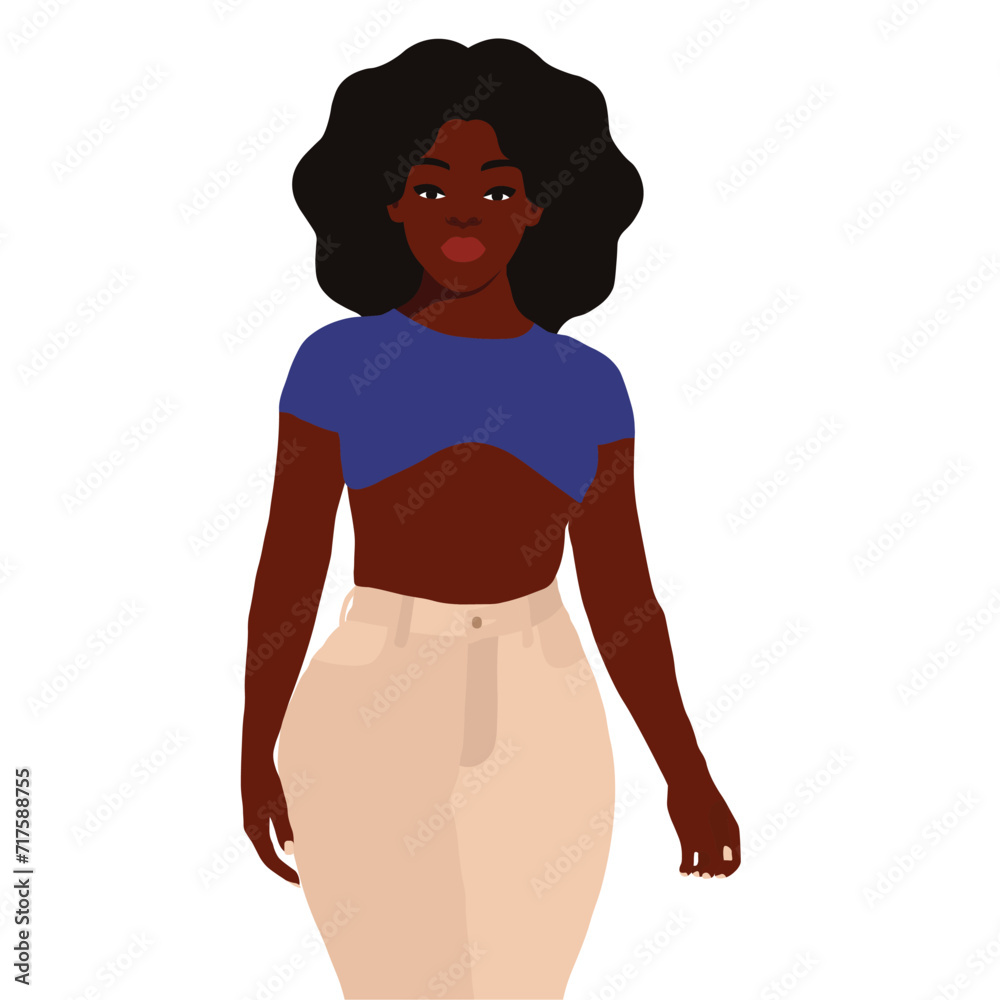 Stylish afro black woman in elegant art style vector Stylish afro black woman in elegant art style vector