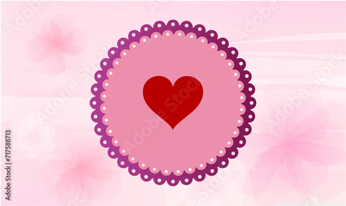 pink background with heart  Floral heart design