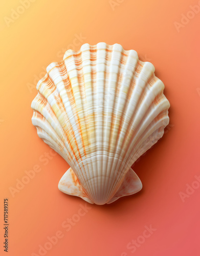 Elegant seashell against a soft orange gradient background.