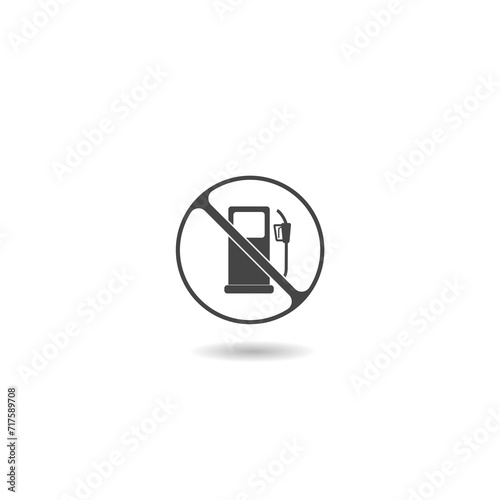 Forbidden gasoline filling icon with shadow
