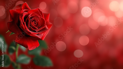Red rose on abstract background