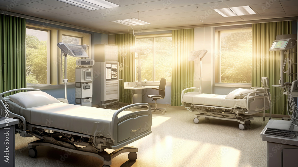 Patient support equipment in the Recovery ICU room Patient support equipment in the Recovery ICU room
