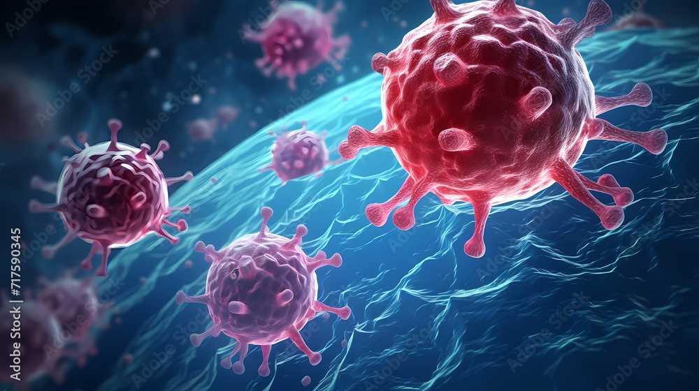 Virus cells abstract science concept, medical research background