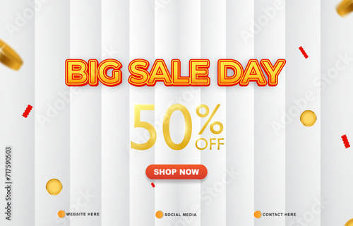 big sale discount template banner with copy space for product sale with abstract gradient white background design