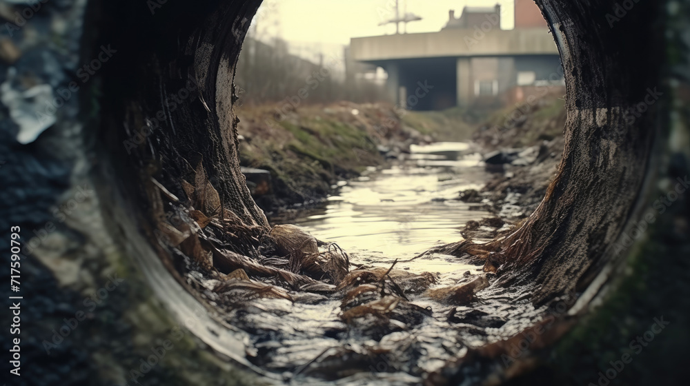 Photo of waste water pollution in the river Photo of waste water pollution in the river