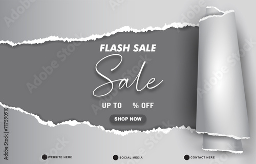 flash sale discount template banner with copy space for product sale with abstract gradient grey and silver background design