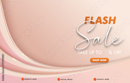 flash sale discount template banner with copy space for product sale with abstract gradient pink background design