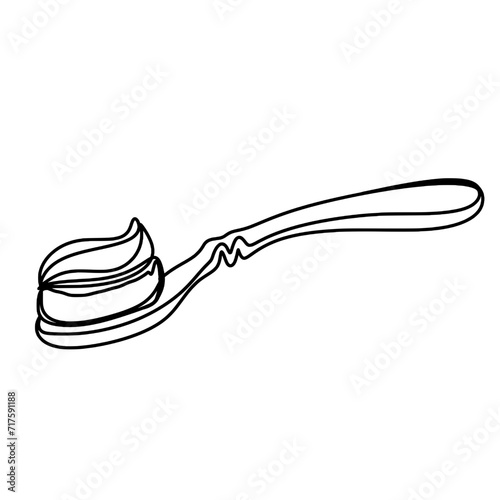 Toothbrush continuous one line art drawing
