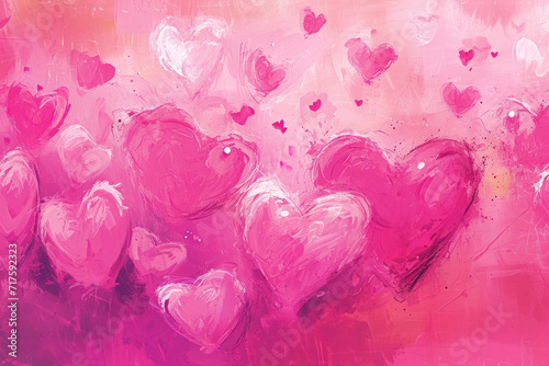 Valentines day watercolor romantic hearts background