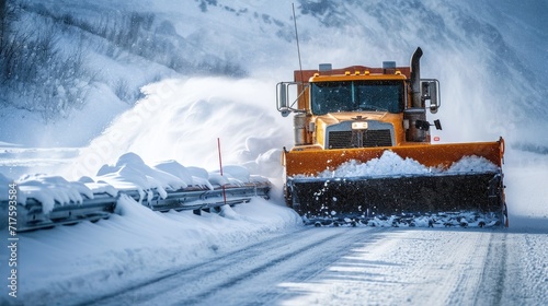 Snowplow Clearing Winter Road
