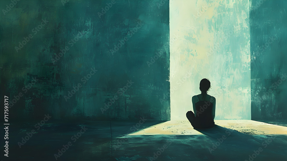 Artistic Illustration of a Woman Sitting in the Light