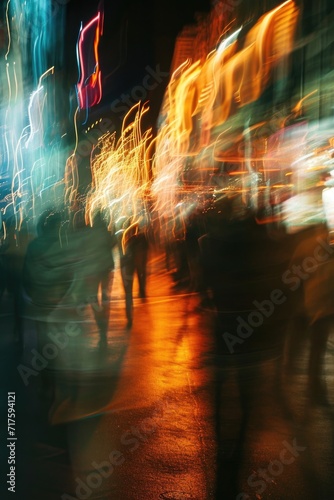 Abstract Urban Night Lights Motion