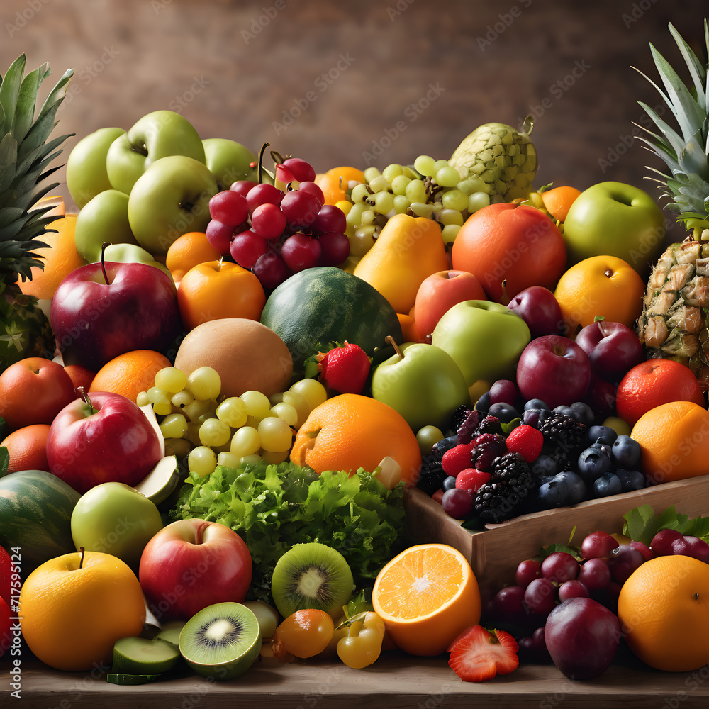 Exotic Fruit Arrangement: Tropical Delights on a Stacked Plate