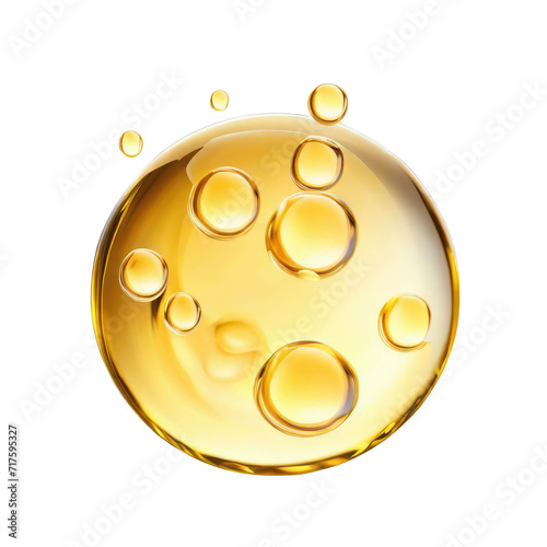 Golden bubble oil isolated on a transparent background