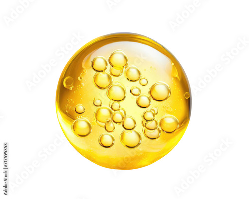 Golden bubble oil isolated on a transparent background