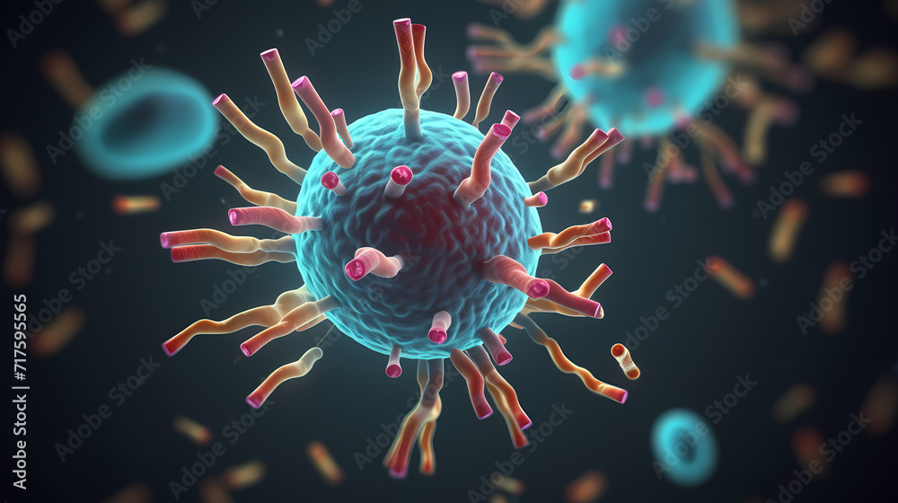 Virus cells abstract science concept, medical research background