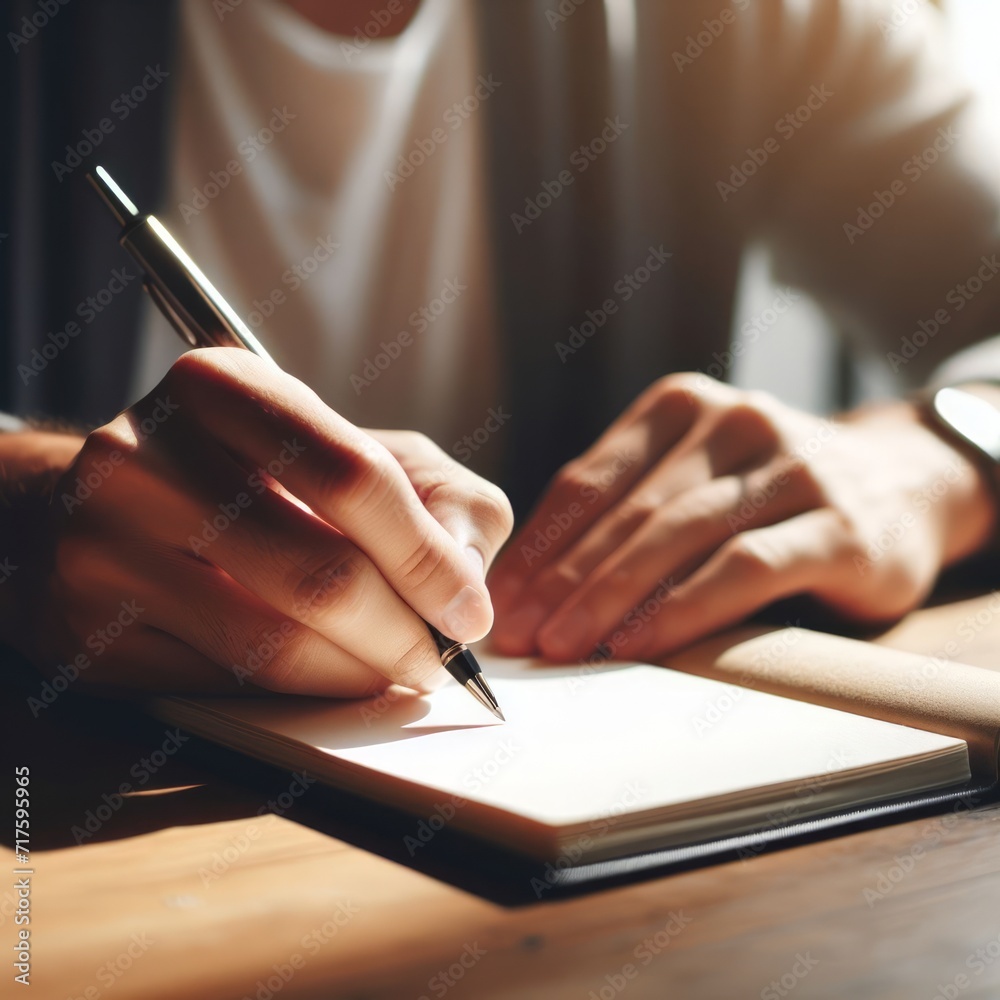 A person jotting down notes in a notebook by hand, captured in soft light. A person jotting down notes in a notebook by hand, captured in soft light.