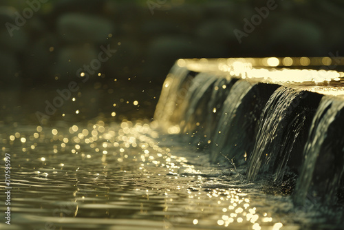 essence of the fountain of life, with water flowing gracefully and sunlight creating a shimmering effect, all presented in a minimalistic style