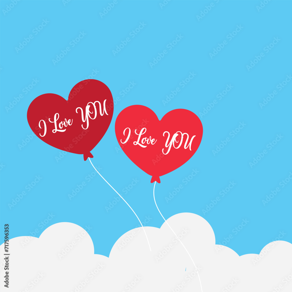 Pink heart shape balloons. Valentine's day festive decorative objects. Perfect for greeting card, postcard, banner. Vector illustration