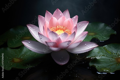 Lotus flower  Beautiful lotus flower on water with bokeh background Ai generated