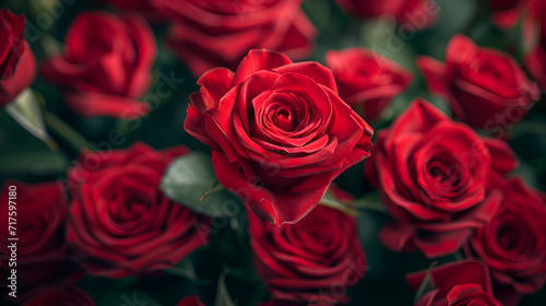 close up of red rose bouquet.for valentines day holiday  generative ai