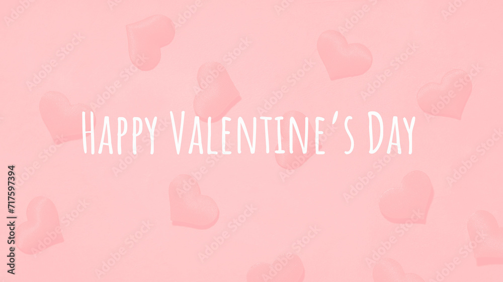 pink hearts on a delicate pink background with text happy valentines day