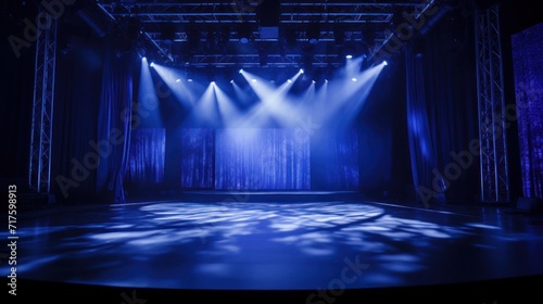 Empty stage with monochromatic colors and led panels modern stage, Stage lighting. Entertainment show