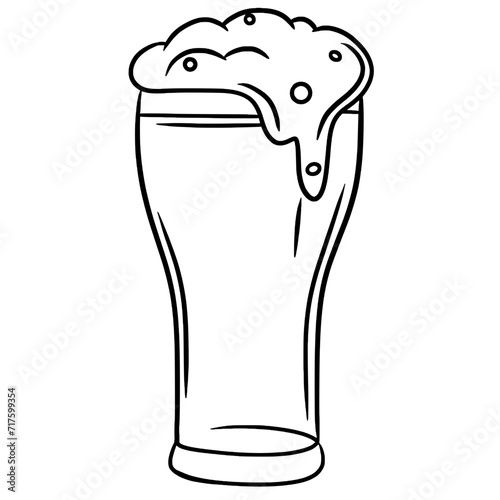 Beer in glass mug line art