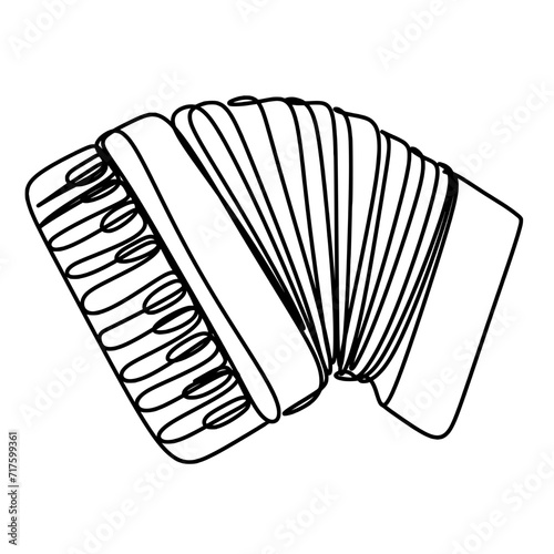 Accordion one line art drawing illustration