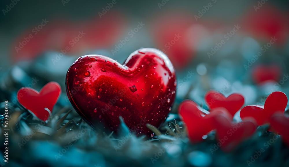 Obraz premium Red Hearts With Soft outdoor background, Valentine's Day Concept