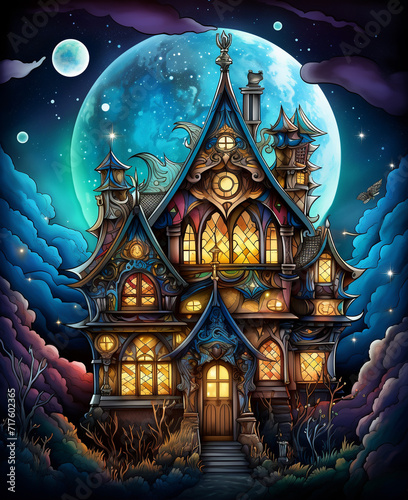 Fantasy Fairy's House. Full color illustration
