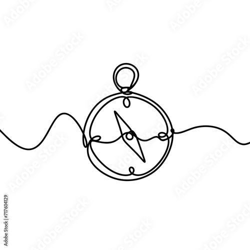 Compass navigation one line drawing 