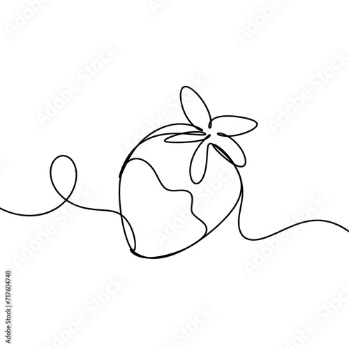 Strawberry fruit one line drawing 