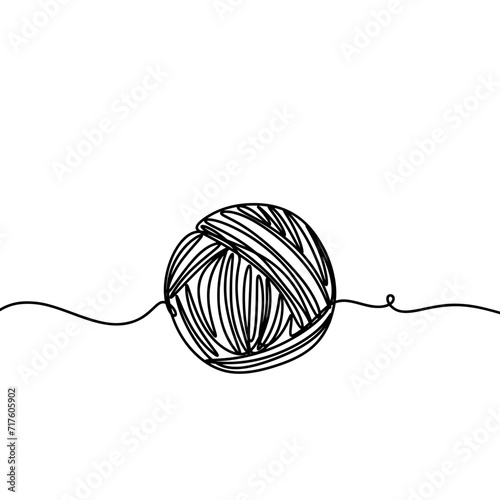 Ball of yarn one line drawing 