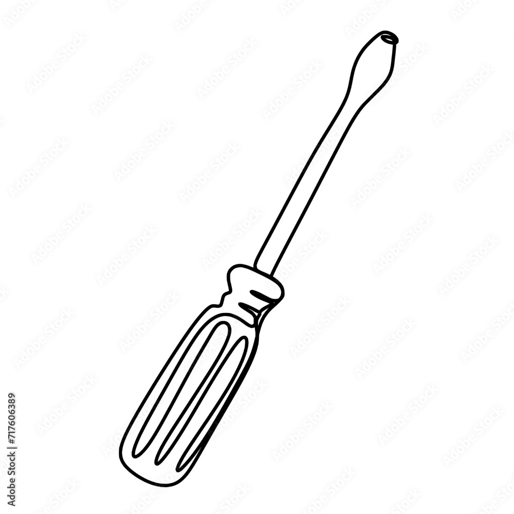 Obraz premium Screwdriver one line drawing