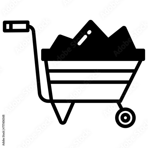 Wheelbarrow glyph and line vector illustration