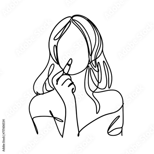Woman using lipstick on her lips one line drawing 