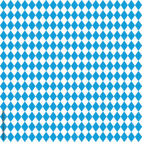 Oktoberfest bavarian pattern. Flag of bavaria. Background for german octoberfest in munich. Texture with white and blue rhombus. Seamless banner for fabric of bayern. Wallpaper and textile. photo