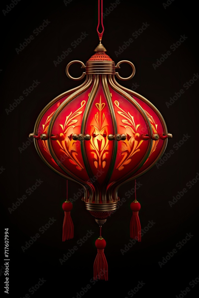 Chinese lantern 3d render generative AI Chinese lantern 3d render generative AI