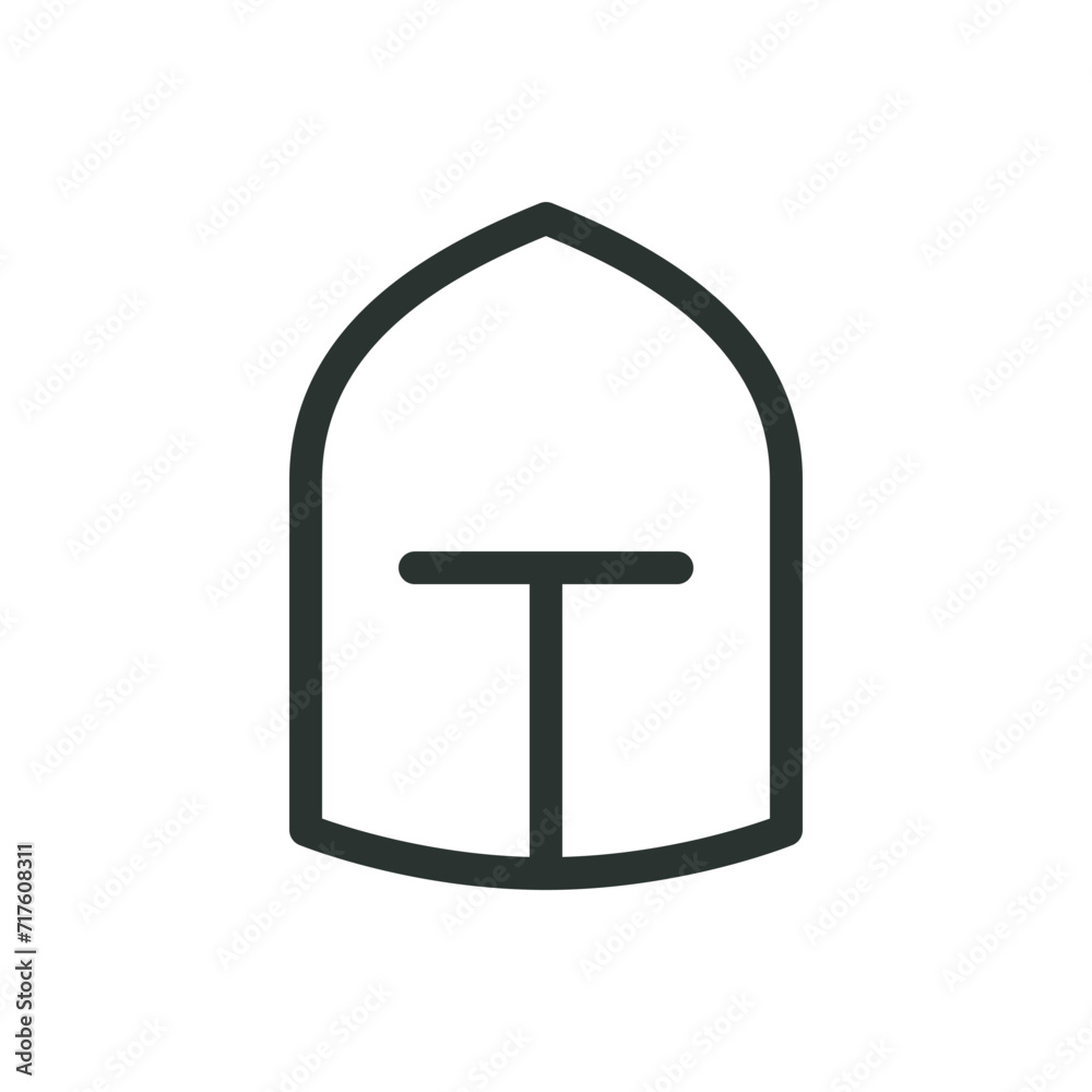 Knight helmet isolated icon, crusader helmet vector symbol with editable stroke Knight helmet isolated icon, crusader helmet vector symbol with editable stroke