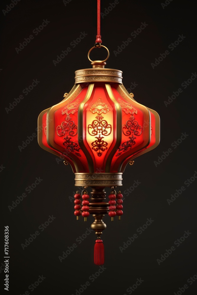 Chinese lantern 3d render generative AI Chinese lantern 3d render generative AI