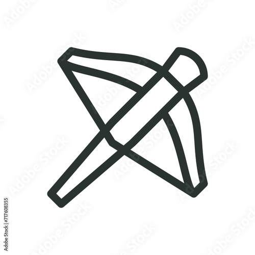 Medieval crossbow isolated icon, crossbowman vector symbol with editable stroke