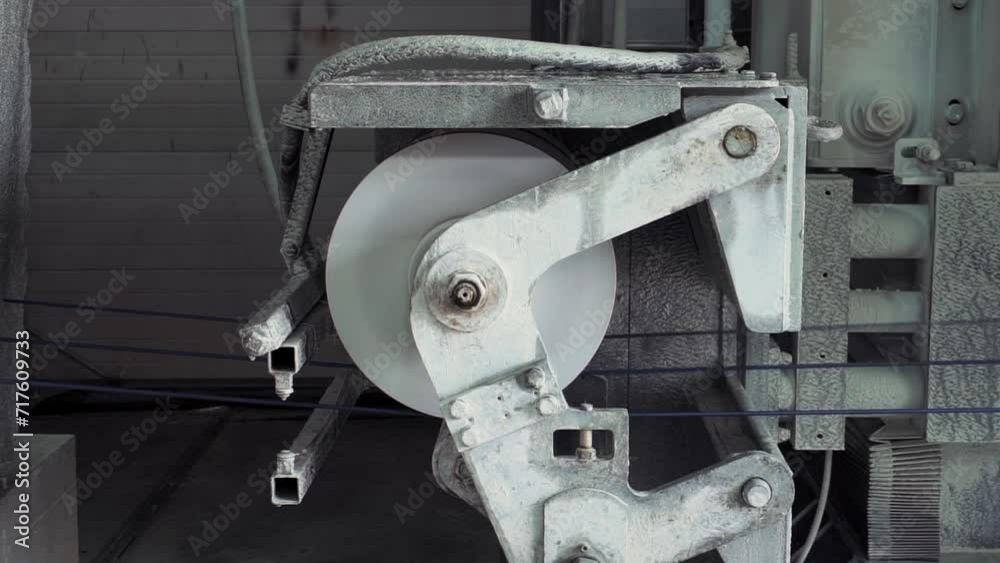 Industrial Heavy Machinery Mechanism Sets In Motion Stone Cutting Diamond Wires. Industrial Heavy Machinery For Granite Rock Processing. Industrial Machinery. Heavy Manufacturing Equipment