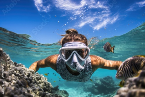 Exploring the Underwater World: Snorkeling Adventure with Snorkel Gear in the Coral Sea