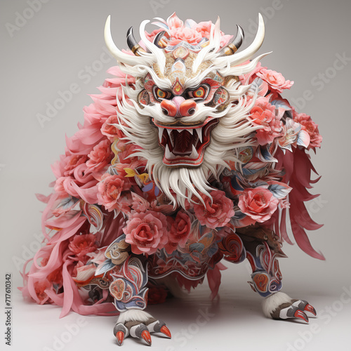 Gorgeous portrait of a captivating dragon figure, shining against a clean white background. Artistic details and the grandeur of Chinese culture are vividly portrayed in this elegant design photo