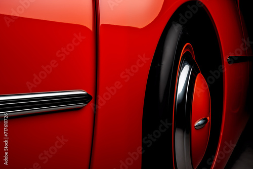 Abstract of polished red car and alloy wheel