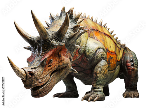 ancient animal horned dinosaur illustration on transparent background  generative ai