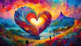 Vibrant Abstract Heart Shapes Conveying Passionate Love in Colorful Artistic Depiction