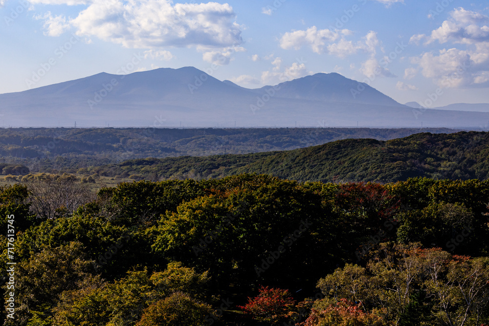 北海道苫小牧市、緑が丘公園展望台からの眺め【10月】